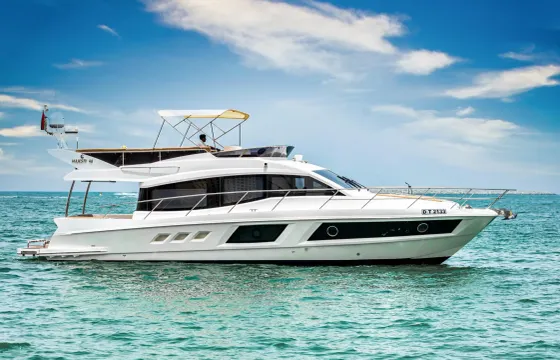 50ft Majesty luxury yacht charter in Dubai — Private yacht rental up to 18 pax