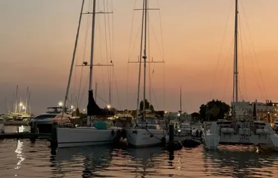 Sunset on board with Atlantique 48 Yacht in Quarteira, Faro