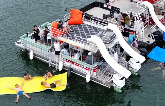 New Double Decker Party Boat w/ 2 Waterslides & Lily Pad Rental in Austin, Texas