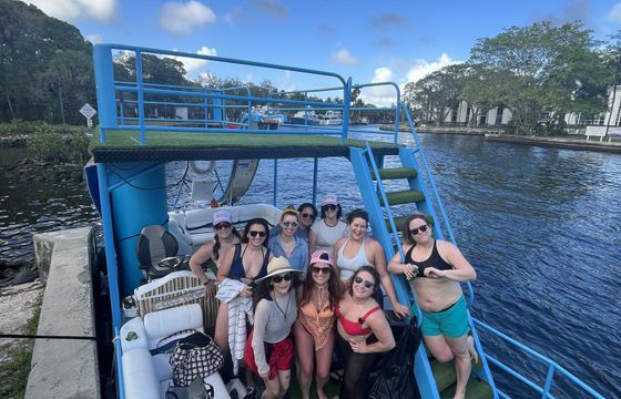 26ft Tiki vibes double deck pontoon with waterslide