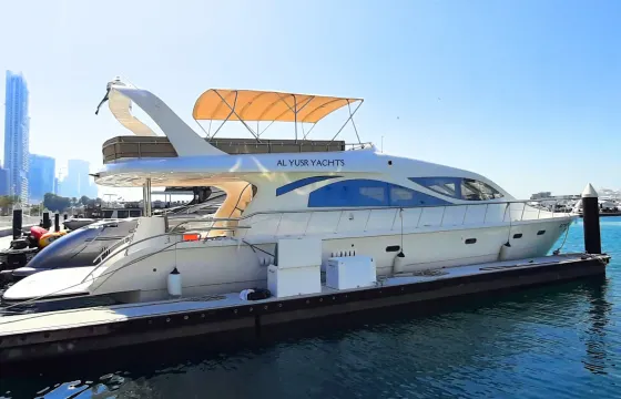 70ft yacht by Al Yusr Yachts for rent in Dubai Harbour Marina – up to 33 guests