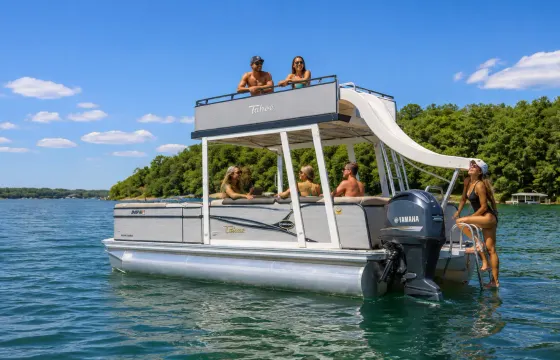 Lake Norman Double Decker Funship with Slide The Ultimate Party Boat Experience