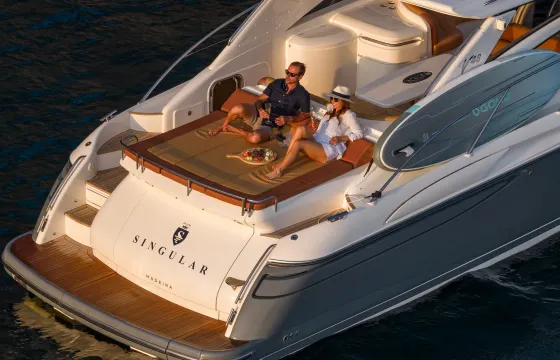 Afternoon Private Tour with Golden Hour Sunset Aboard Princess V 48 Motor Yacht
