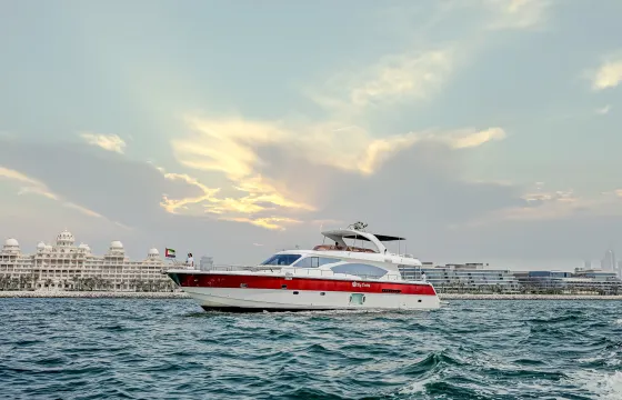Luxury 90ft Yacht with Jacuzzi & Slide for 55 Guests in Dubai Marina