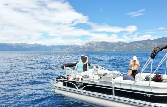 23' 150 hp Lowe Tritoon on Lake Tahoe