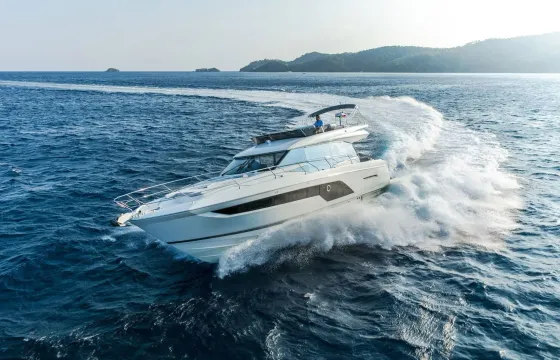 Cannes: Prestige 590 Fly Yacht Charter with 3 Cabins for 6 guests overnight