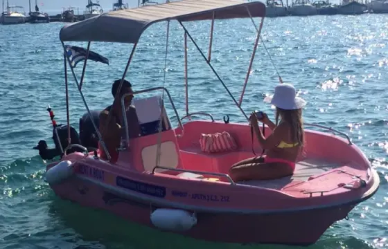 No license Dromeas Bright Pink Boat Rental In Nikiana, Greece