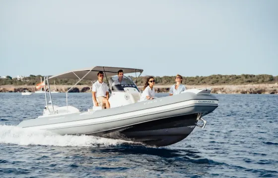 Explore Ibiza Waters on (2021) Joker Boat Clubman 24 RIB for 7 Guests
