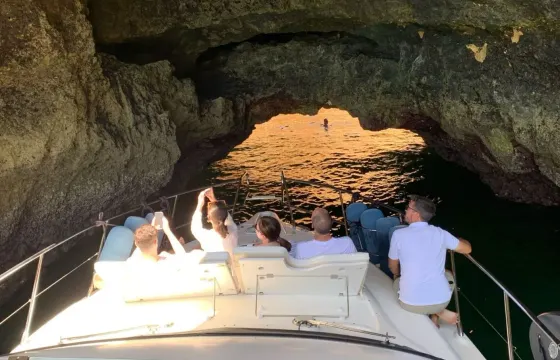 Explore Algarve Coastline & Sunset Moments: Full Day aboard the Atlantique 48