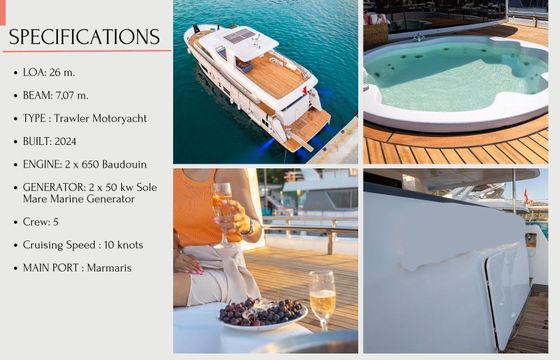 Motor yacht Custom 5 Cabin Trawler Yacht with Jacuzzi 1300hp