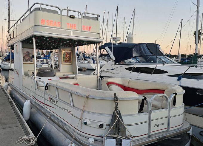 Double Decker Party Pontoon Boat in San Diego Bay - Up to 12 Guests!!!