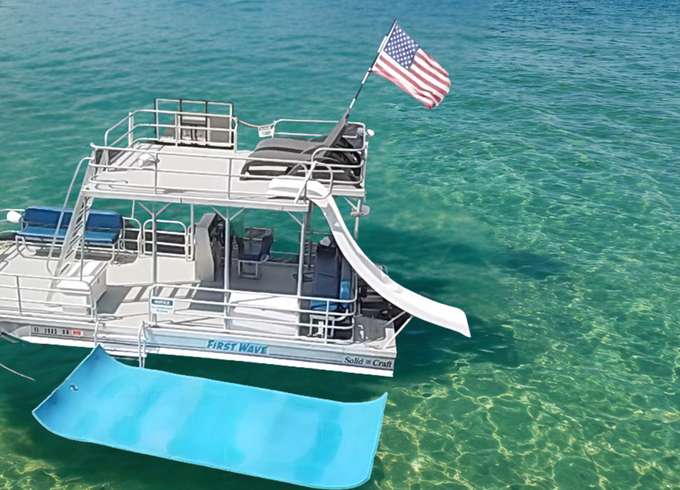 Private 24' Double-Deck Boat Charter with Waterslide | Hernando Beach