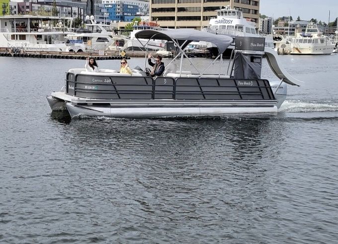 Fun Water Slide pontoon boat! Up to 12 people