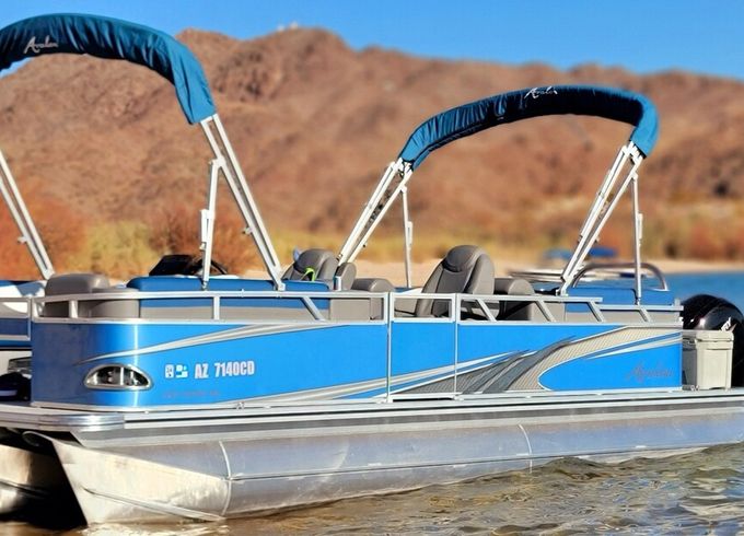 Captained-20ft Avalon Tritoon – 150HP | BBQ, Double Bimini; $125/hr