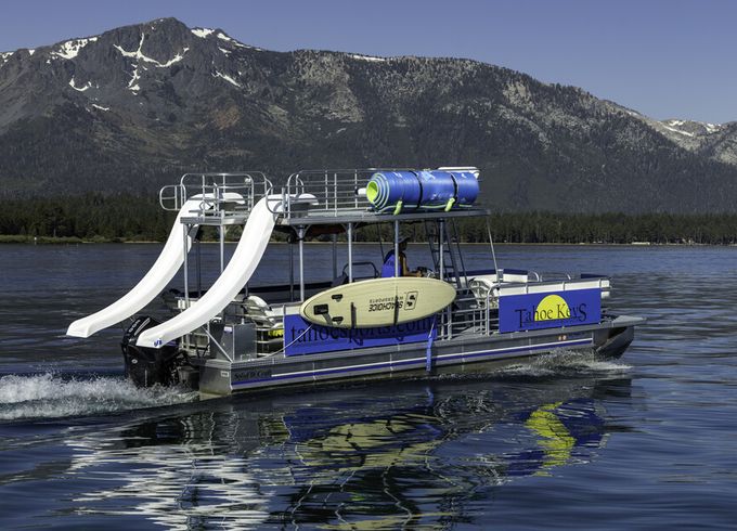 Double Decker Pontoon with 2 Slides to have Twice the Fun! Tahoe Keys