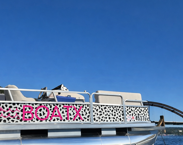 "the cow" 12 person party barge lake austin