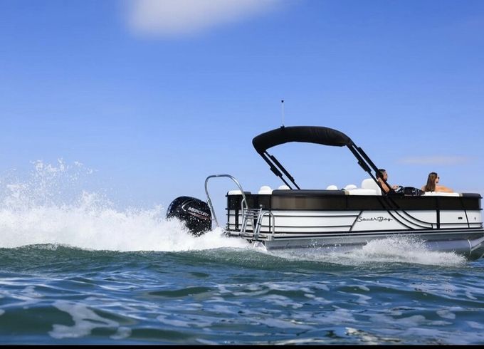 2025 South Bay Tritoon with 150 HP Mercury and Power Bimini Multi Day
