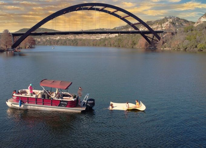 25ft Lake Austin Captained Pontoon – Scenic Cruise and Swimming