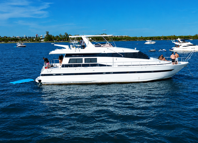FREE HOUR!! SPACIOUS 75’ VERSILCRAFT YACHT, MIAMI FL (NO HIDDEN FEES)