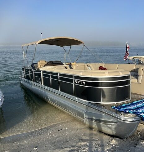 28' Pontoon Rental in Bonita Springs – Beach Chairs & Cooler Included