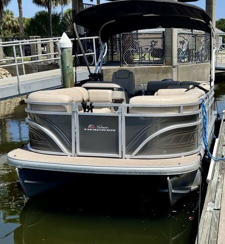 2024 Suntracker Party Barge in Daytona Beach for intracoastal fun!