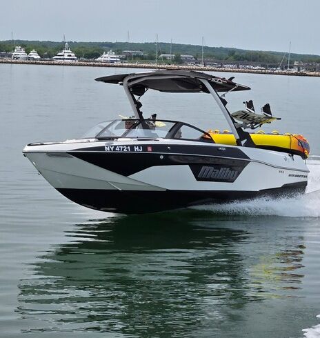 23ft Malibu Wake Boat – Sag Harbor Tubing, Wakeboarding & Surfing Fun