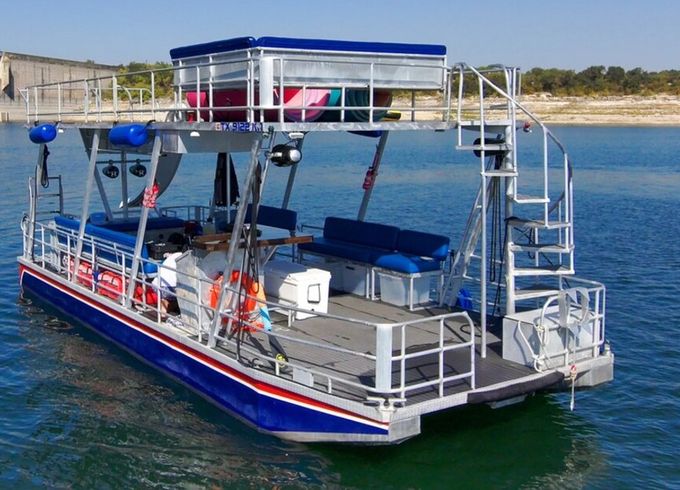 34ft Lakewind Double Decker Party Barge with Slide – Lake Travis