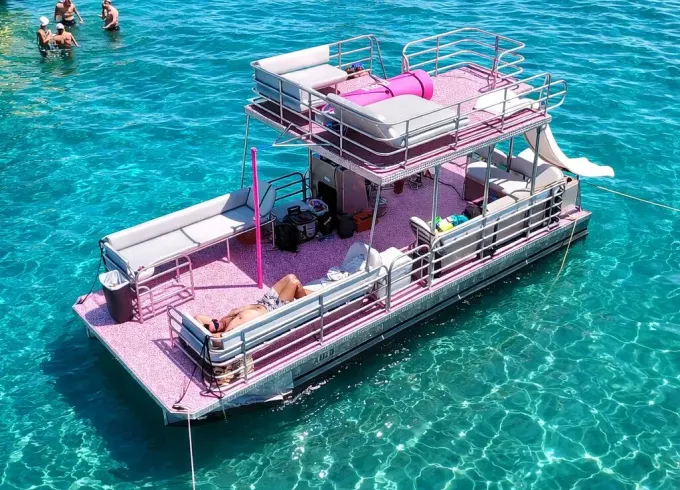 Pink Paradise💕 Party Boat w/ Slide & 2nd Deck💦 – Perfect for Bachelorettes
