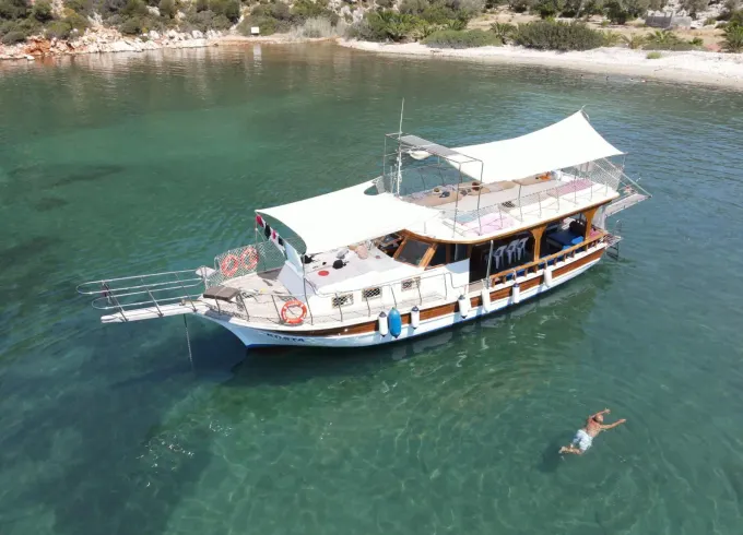 42ft Kas Antalya Natural Wood Boat