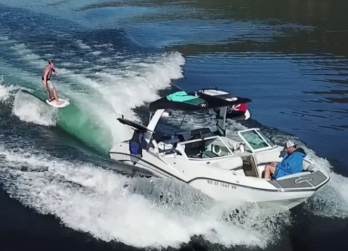 Gorgeous Surf boat on Lake Tahoe.  Learn to surf, get air or spin 360s!