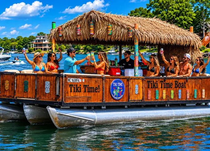 Experience the Ultimate Party Boat: 30 Foot Tiki Boat on Lake Norman!