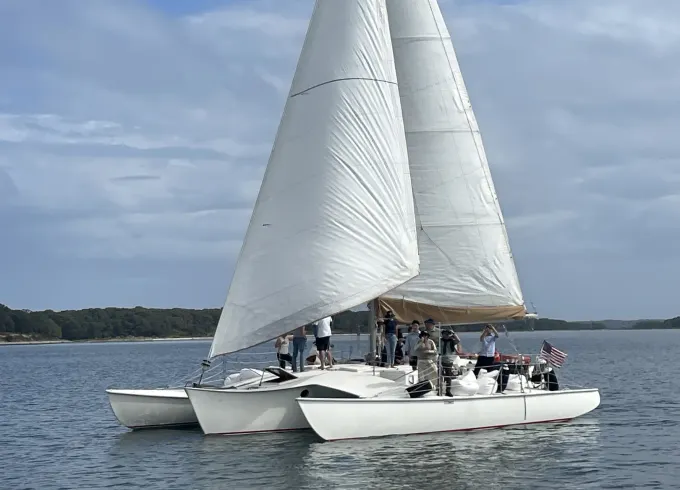 Enjoy the Hamptons waters on wonderful and unique Classic 45' Mahogany Trimaran