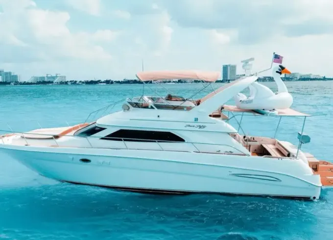 50ft Sea Ray Yacht Charter in Cancún for up to 18 Guests