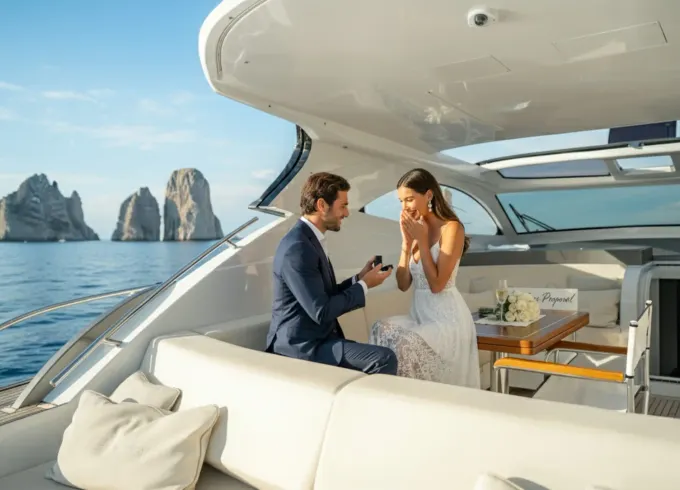 Marriage Proposal on a 48ft Rizzardi Motor Yacht in Capri