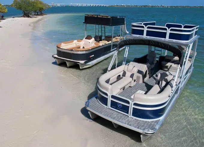 We have Three 30ft Double Deck Tritoons with Slide and Upperdeck Lounge