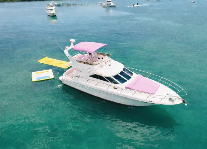 MIAMI'S BEST PINK YACHT! 50FT Fly Bridge! GET 1 HOUR FREE Monday-Thursday!