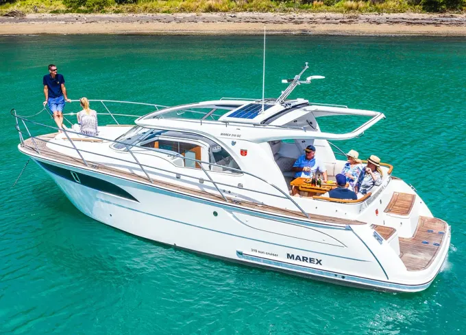 Luxury Marex 310 SC Cabin Cruiser Yacht for rent in Paros