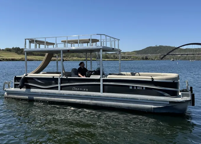 Lewisville Lake Premier PTX Party Barge 24 Passengers | Water Slide & Lilly pad