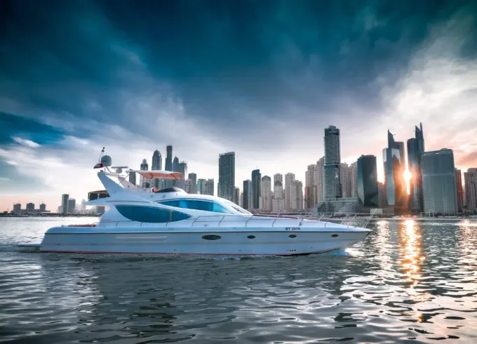 Luxury 70ft Majesty Yacht — Up to 35 Guests in Dubai Marina Harbor