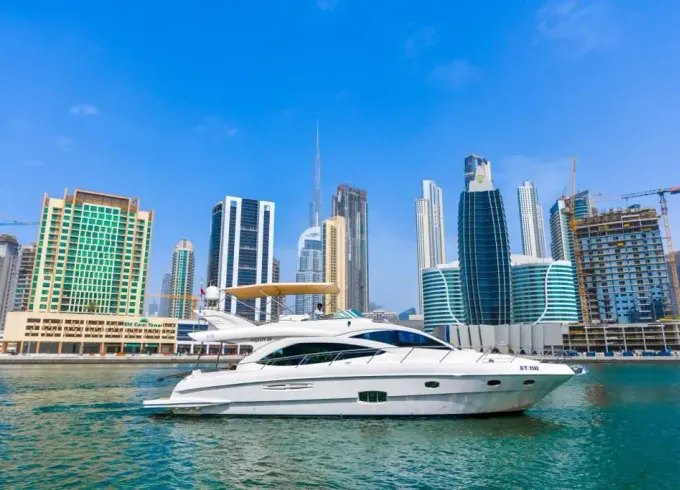 Luxury 60ft Majesty Yacht - Dubai Marina Charter for 25 Guests + Free Decor