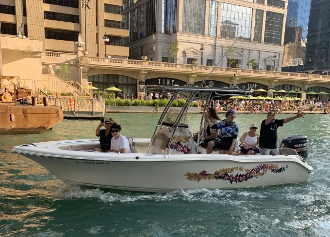 Tiki Themed 24' Key West Boat with Captain & Beverage Package | Chicago