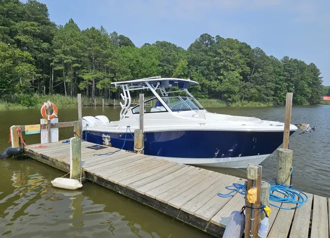 2023 Edgewater Dual Console family fun and fishing boat.