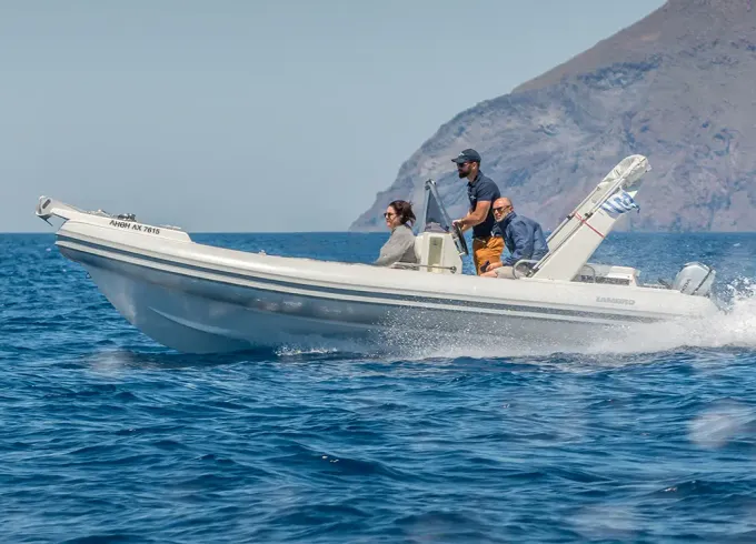 Lambro 6.40m / 175hp / 7pax - Skippered RIB Rental in Milos, Greece