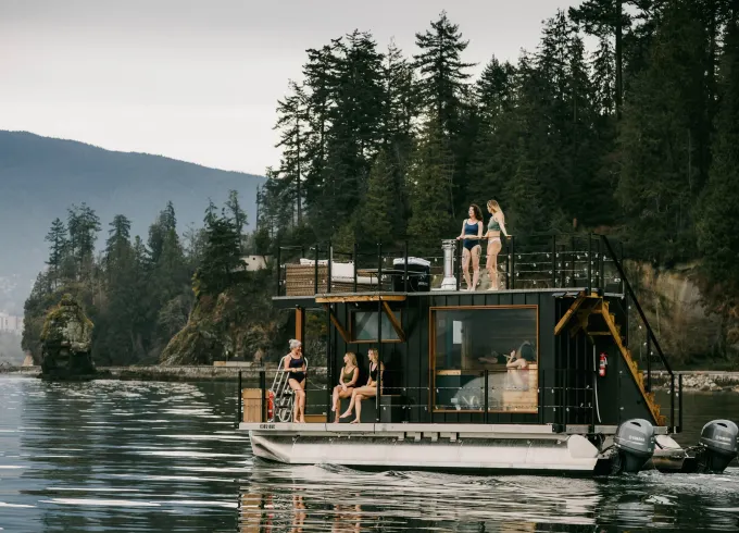 Custom Sauna Boat - High Tide Sauna/ Sauna & Swim/ False Creek