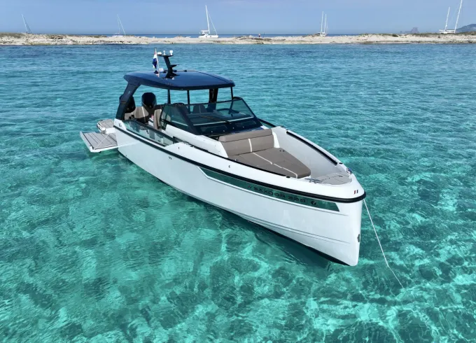 36ft "GTO" Saxdor 320 Speedboat Charter in Ibiza Waters for 8 Guests