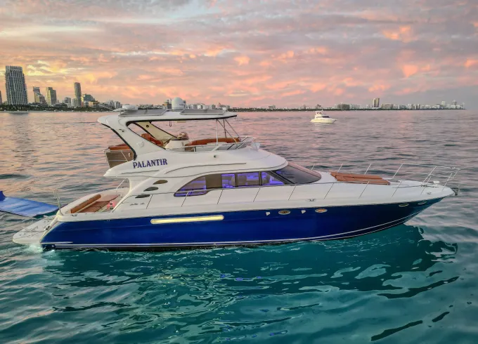 Enjoy Sea Ray 65ft Sedan Bridge motor yacht that you cant rent in Miami!