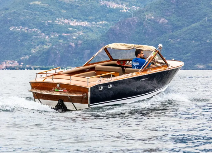 Vintage Wooden Open Limousine Boat in Menaggio