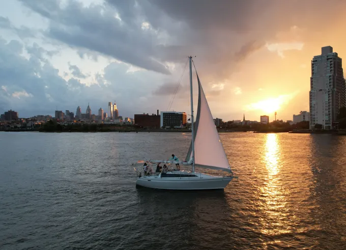 Sunset Sail - Philadelphia Waterfront with O'Day 322 Sailing Yacht