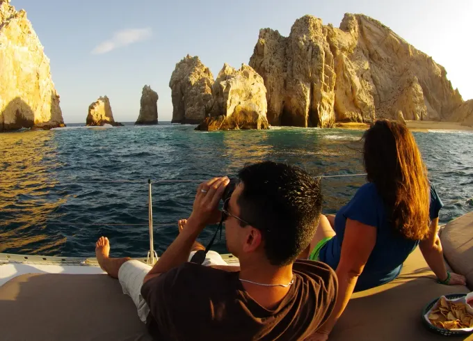 Enjoy a small group Shared Sunset Sailing Cruise in Cabo San Lucas
