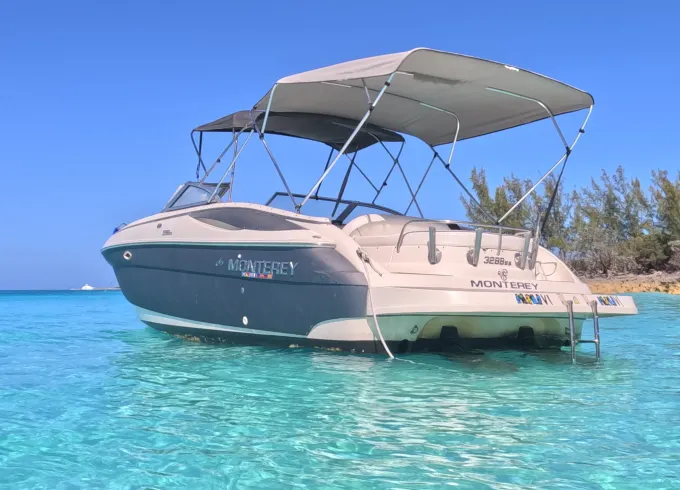 Indulge in a Luxurious Private Getaway to Rose Island on a 30ft Monterey Boat!